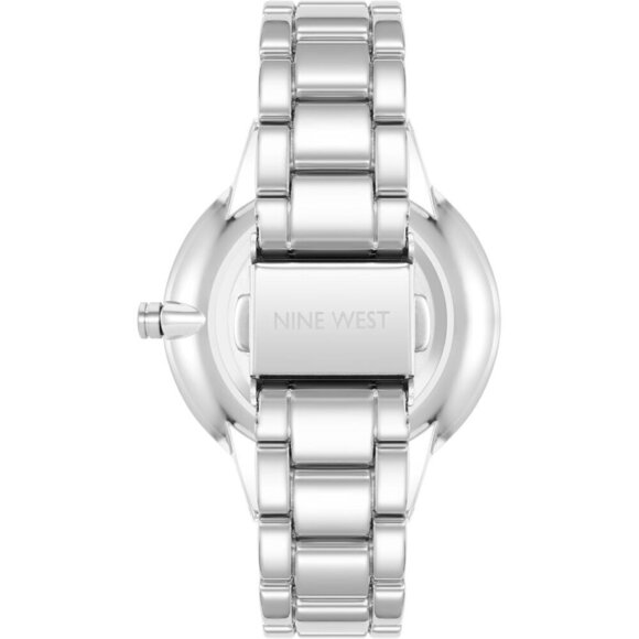 ? Nine West Crystal Accented Bracelet Women Silver Mineral Genuine Clasp Watch main image 4